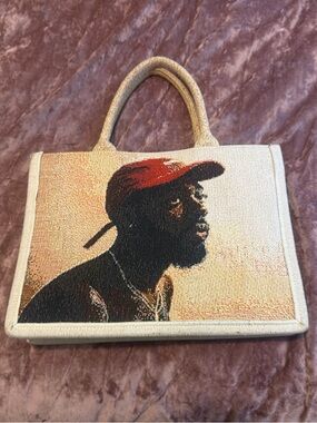 Brent Faiyaz WovenPortrait Tote Bag - Red Accent